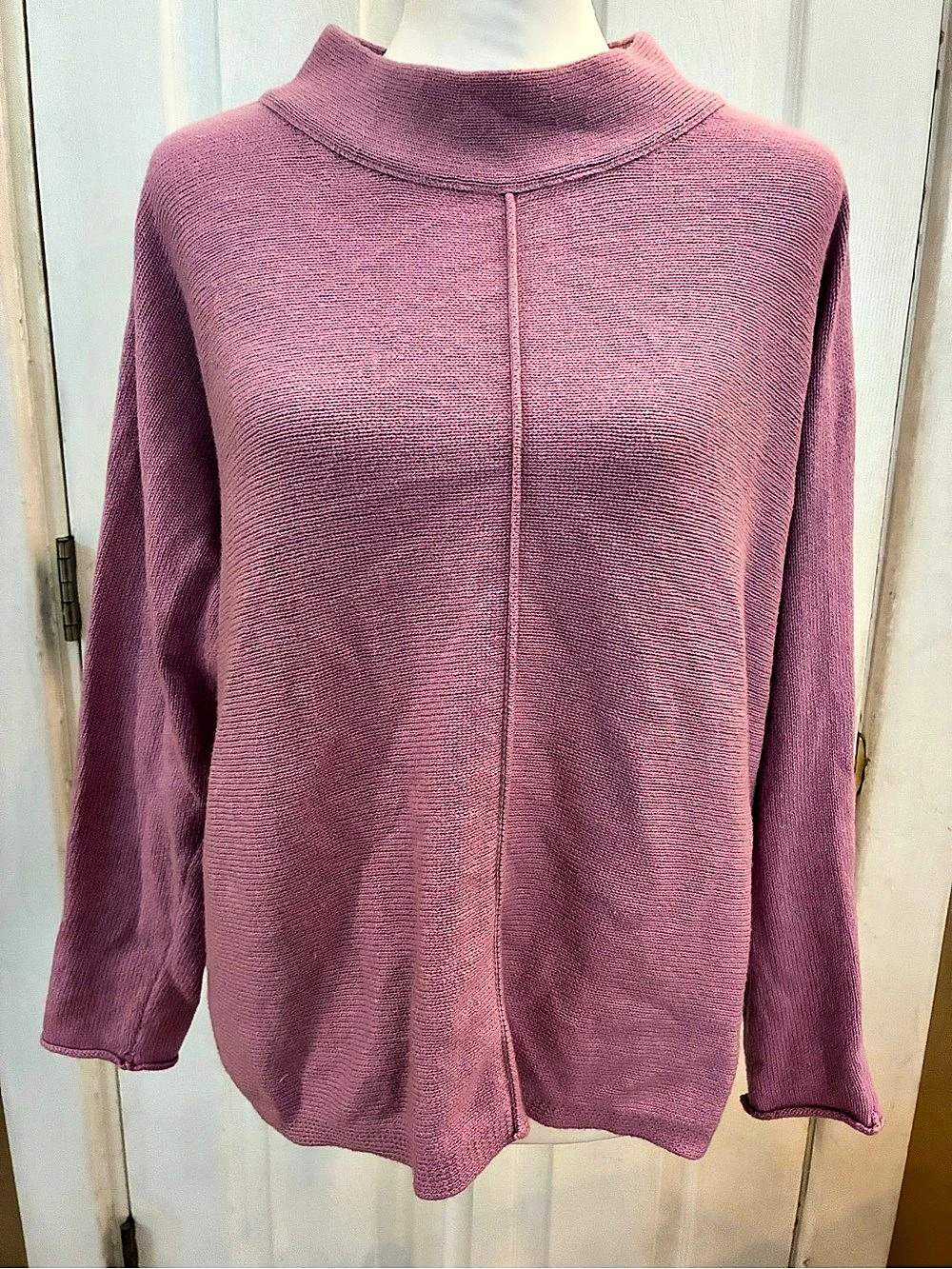 Eileen Fisher Cotton Recycled Cashmere Mock Neck Sweater Mauve Size S/P Normcore
